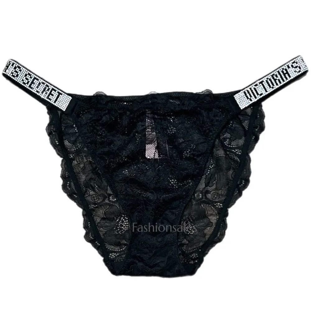 Victorias Secret Crystals Rhinestone Bling Shine Strap Bikini Lace Panty Small